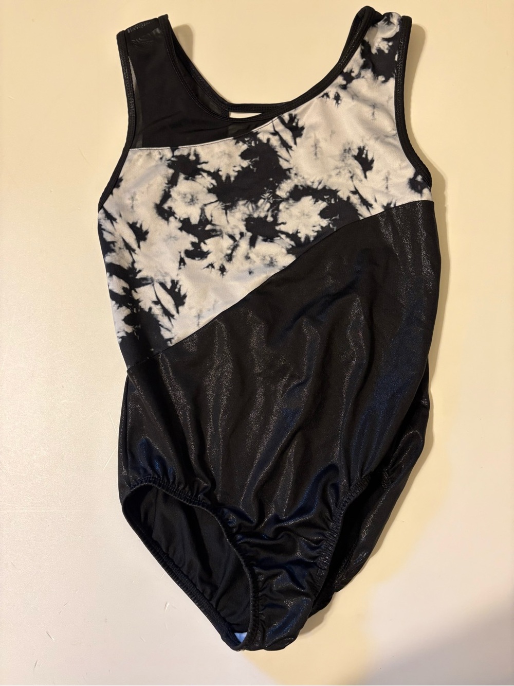 More Than Magic Black and White Tie-Dye Dance Leotard